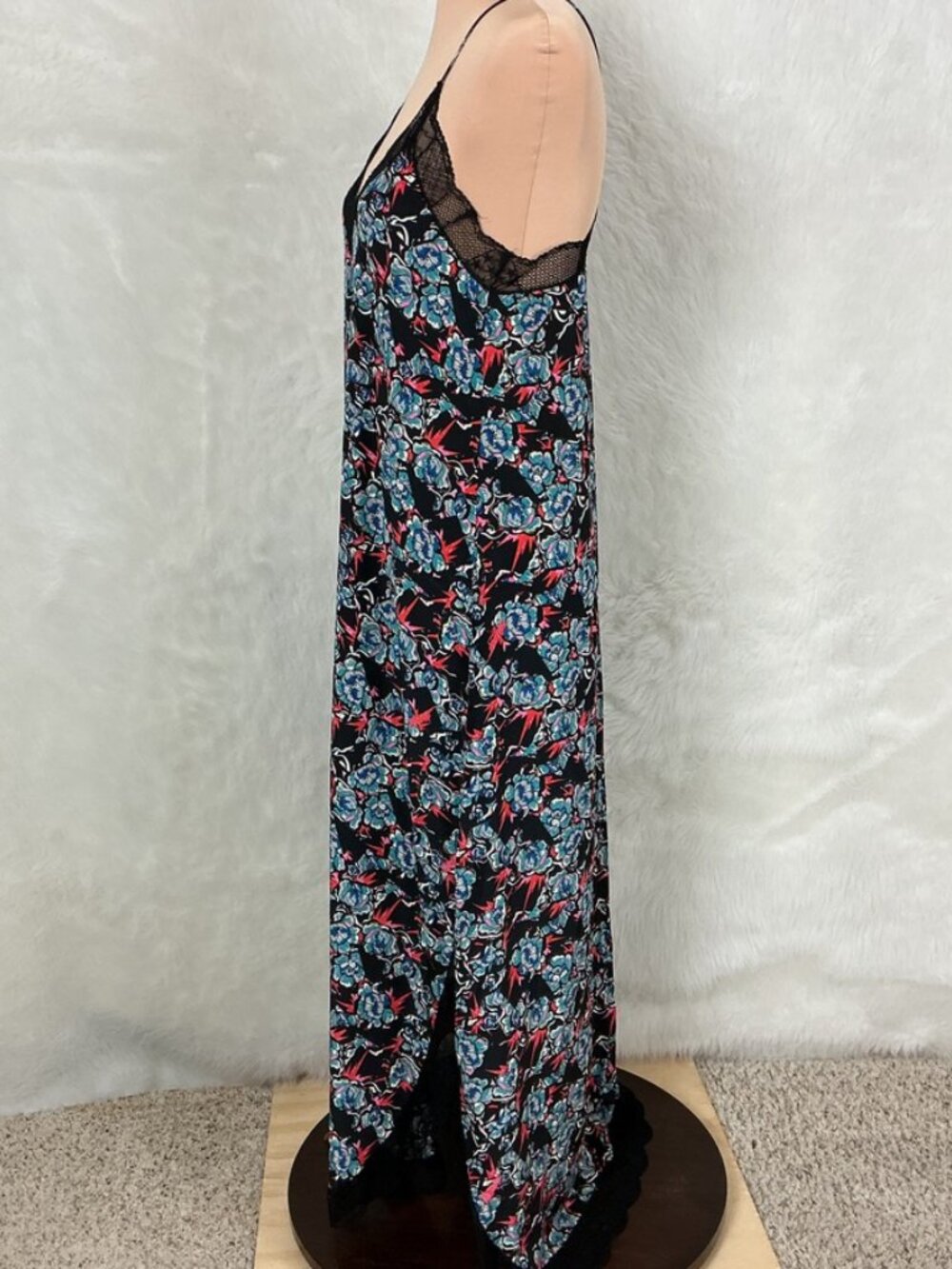 Zadig & Voltaire Ristyl CDC Thunder Black Floral Lace Silk Slip Dress XS - Picture 3 of 8